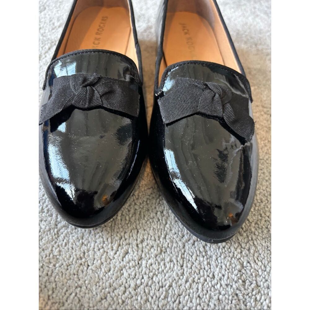 Jack Rogers Ginny Black Patent Leather Bow Loafers | Quiet Luxury Ballet Academi - Picture 5 of 9